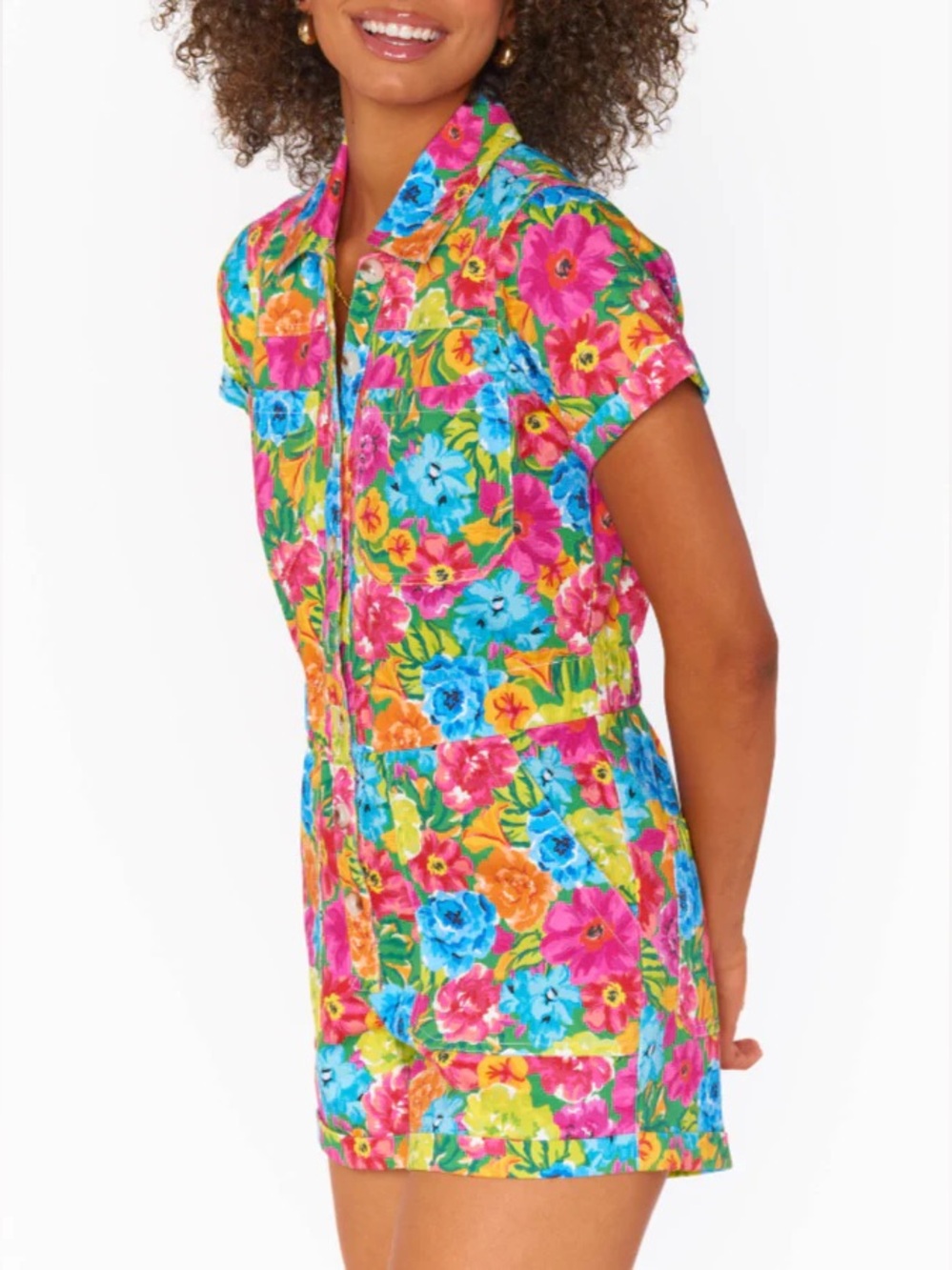 SHOW ME YOUR MUMU Cannon Romper Denim Bright Floral - Picture 9 of 13